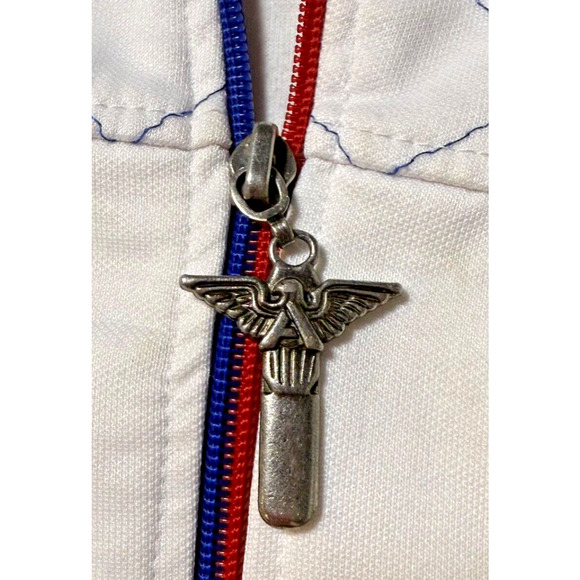 Avirex Jacket Mens Full Zip Track Medium Cross Zip Y2K 90s White Embroidered - Picture 2 of 7